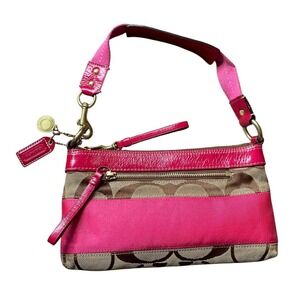 Coach Vintage Y2K Pink Signature Stripe Demi Baguette Shoulder Bag 10120 it girl